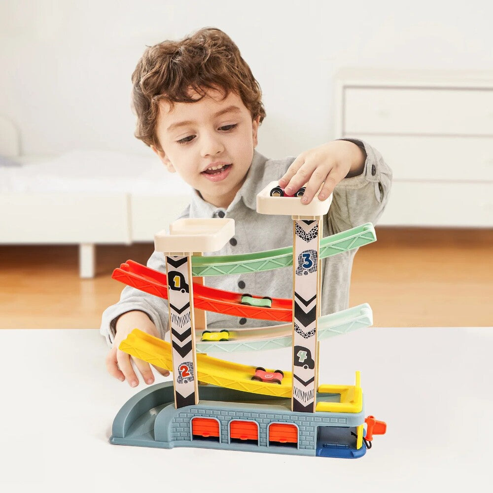 agonistiki-pista-aytokinitwn-me-4-amaxakia-wooden-car-race-track-top-bright-oneandonlybaby.gr