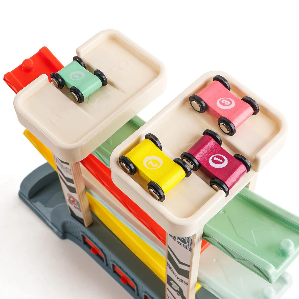 agonistiki-pista-aytokinitwn-me-4-amaxakia-wooden-car-race-track-top-bright-oneandonlybaby.gr