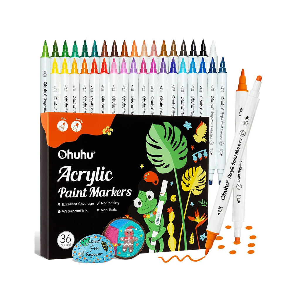 ohuhu-acrylic-paint-markers-cotton-core-set-36-akrilikwn-markadoron-fine-dot-oneandonlybaby.gr