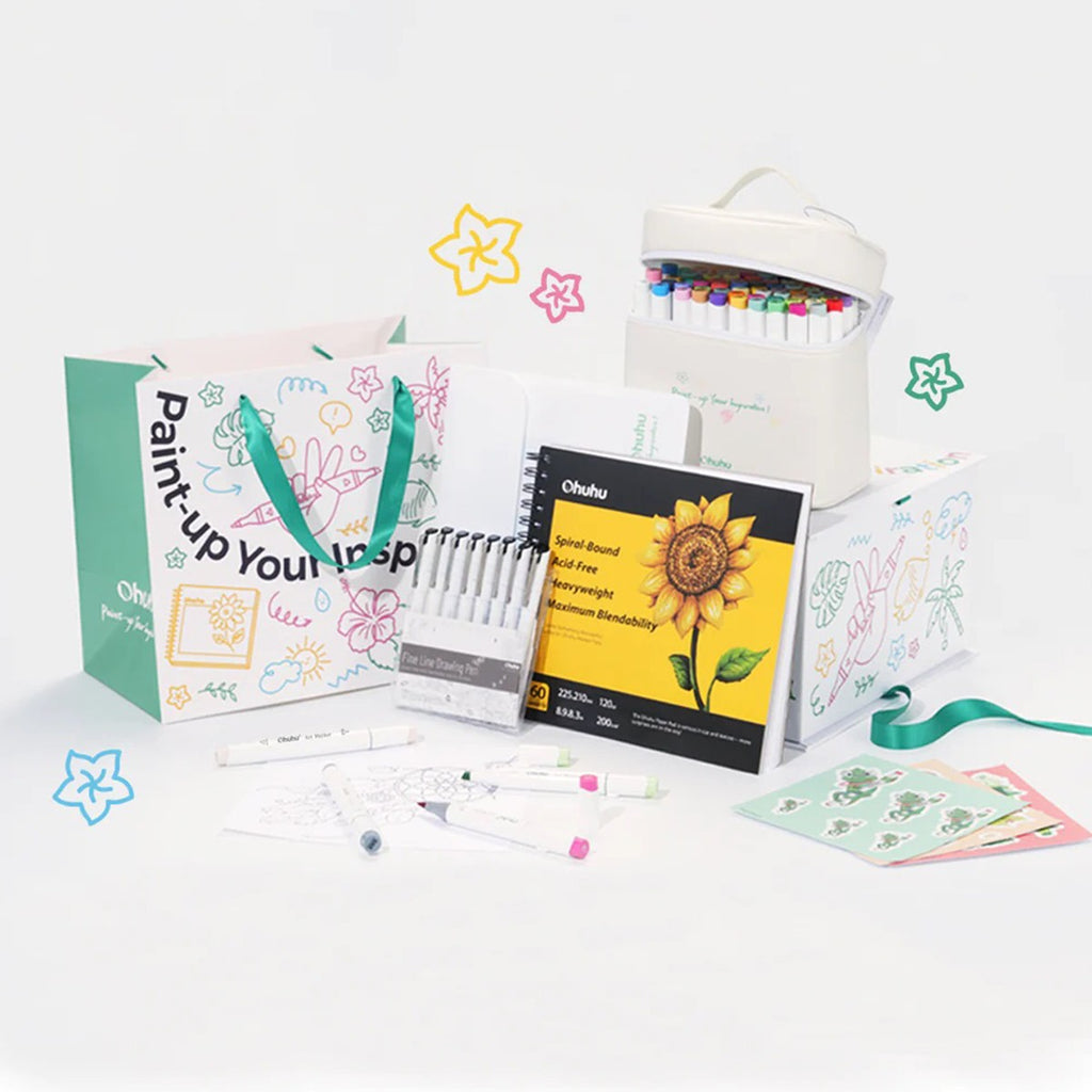 ohuhu-gift-box-72-markadoron-brush-chisel-sketchbook-fineliners-oneandonlybaby.gr