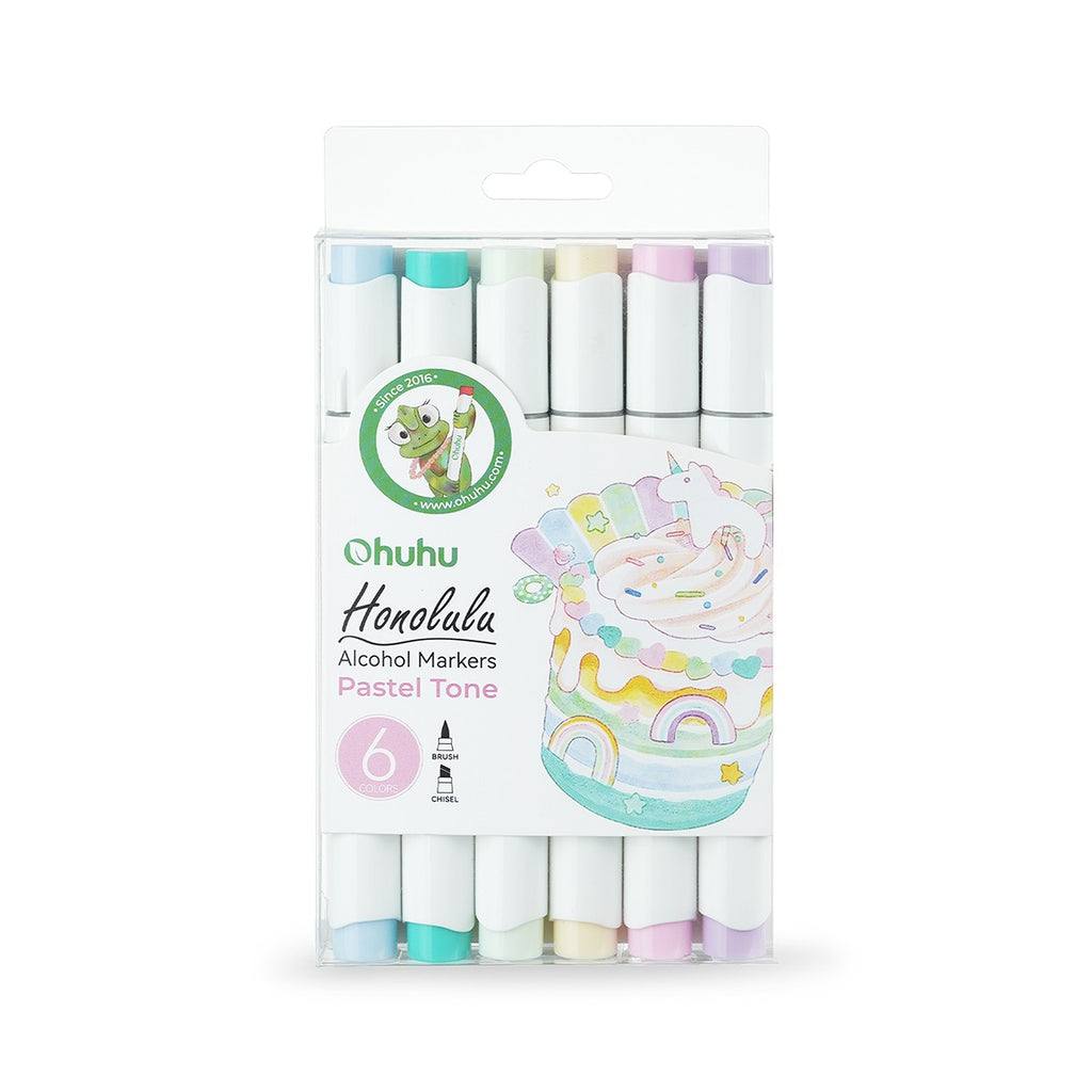 ohuhu-honolulu-alcohol-art-markers-set-6-pastel-chromaton-brush-chisel-oneandonlybaby.gr