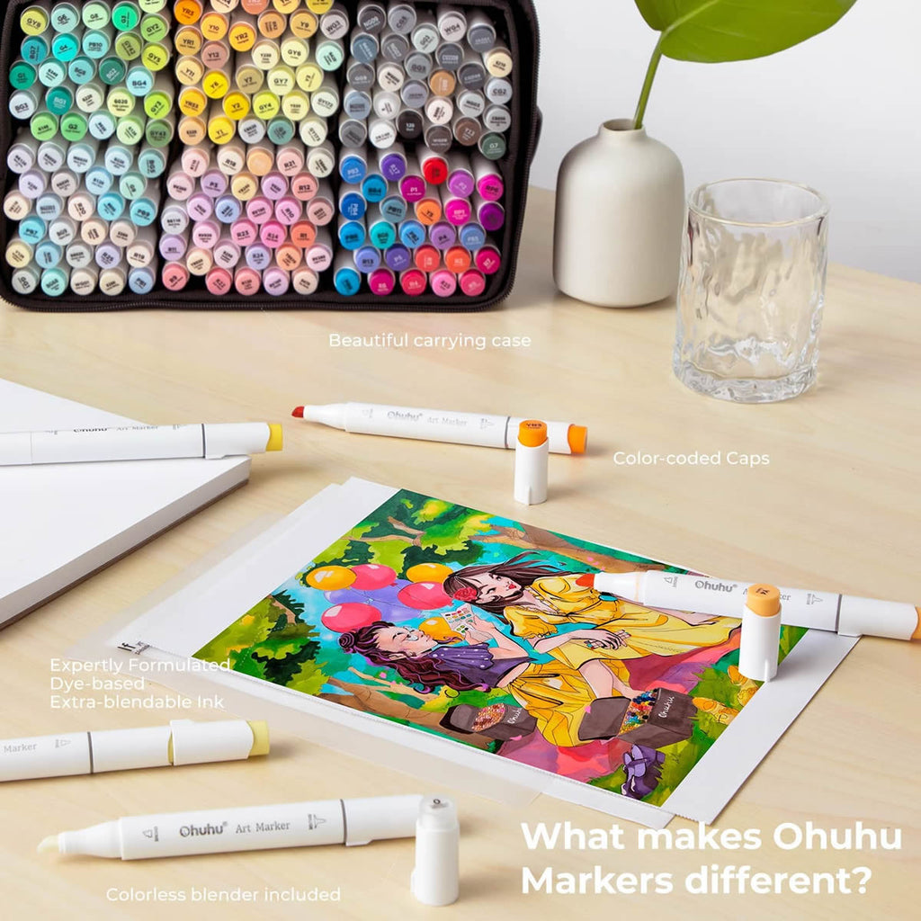 ohuhu-honolulu-alcohol-art-markers-set-markadoron-168-khromaton-brush-chisel-oneandonlybaby.gr