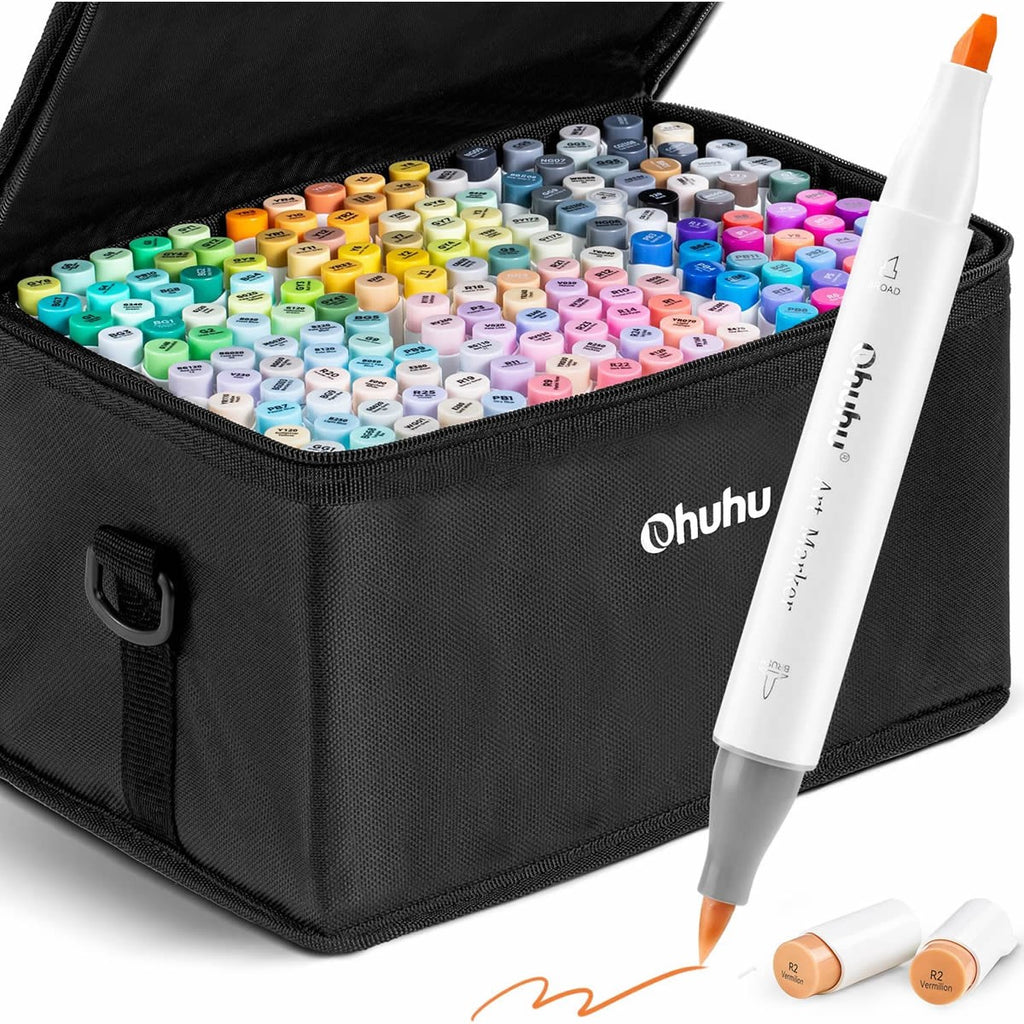 ohuhu-honolulu-alcohol-art-markers-set-markadoron-168-khromaton-brush-chisel-oneandonlybaby.gr