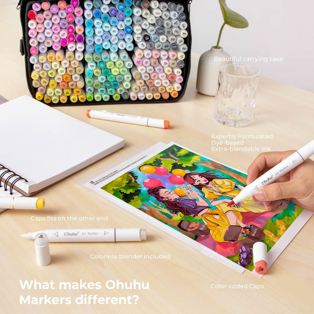 ohuhu-honolulu-b-alcohol-art-markers-set-markadoron-216-xromaton-brush-fine-oneandonlybaby.gr