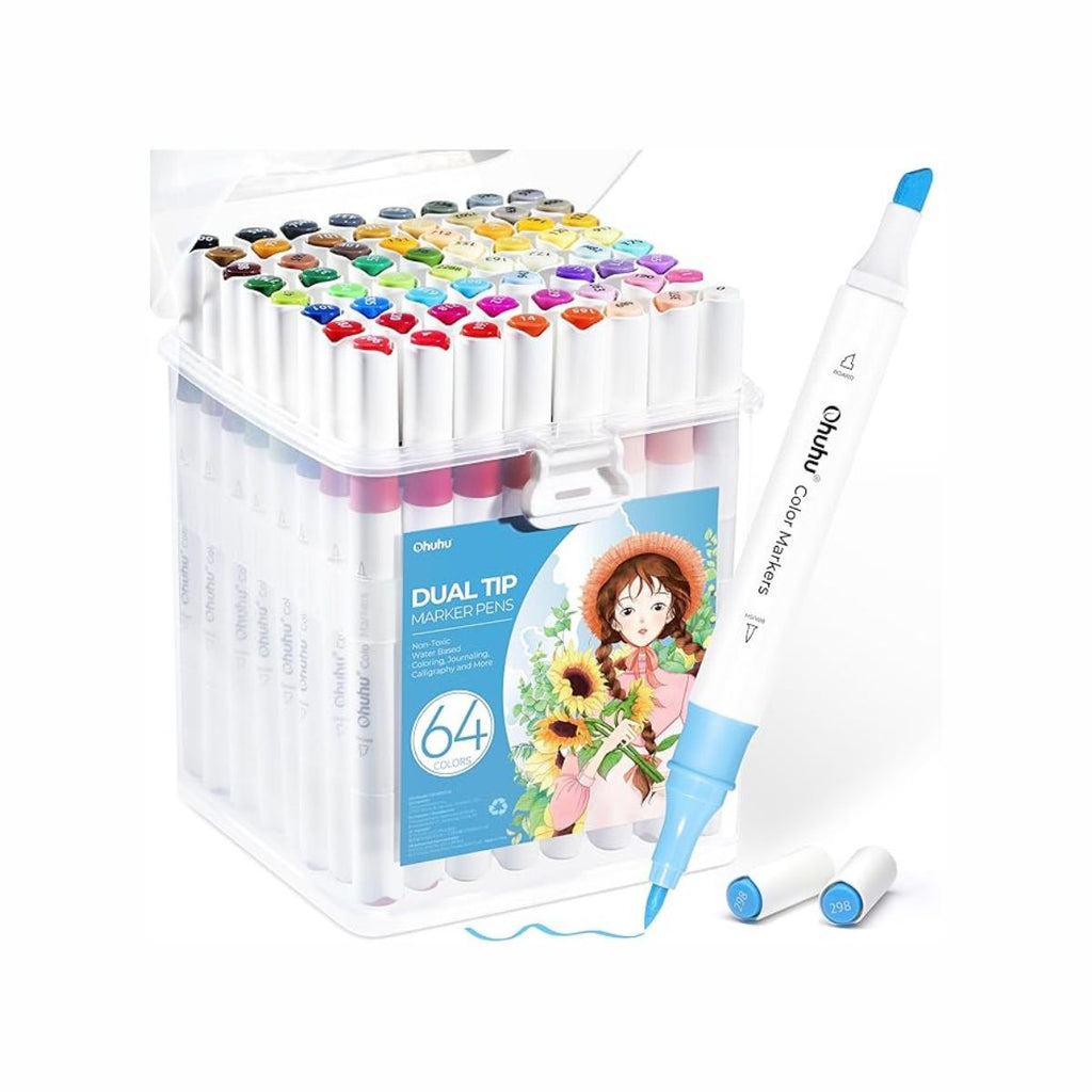 ohuhu-water-based-coloring-markers-dual-set-64-chromata-brush-chisel-oneandonlybaby.gr