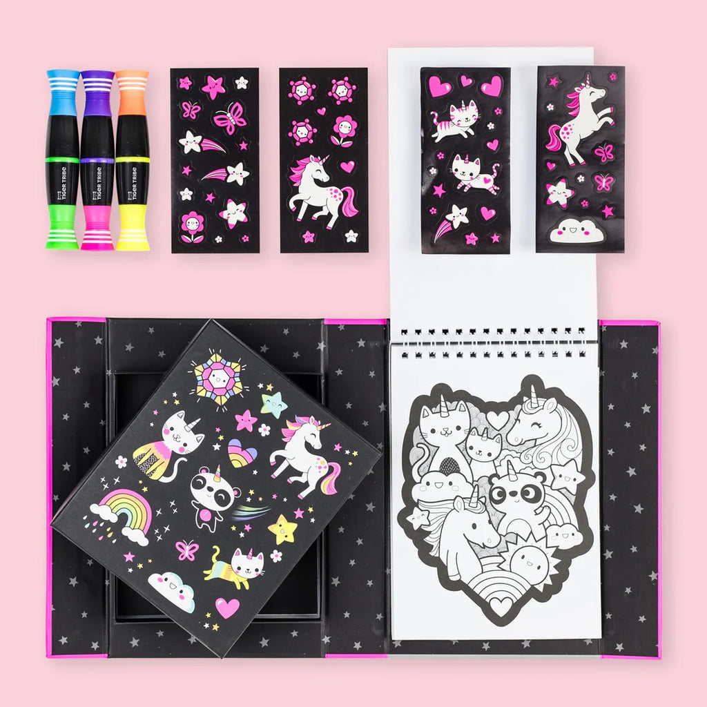 set-drastiriotiton-neon-colouring-set-unicorn-and-friends-tiger-tribe-oneandonlybaby.gr